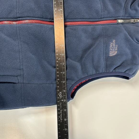The North Face Boys Reversible Vest Red Navy Large 14/16 Nylon Fleece Pockets - Picture 10 of 11